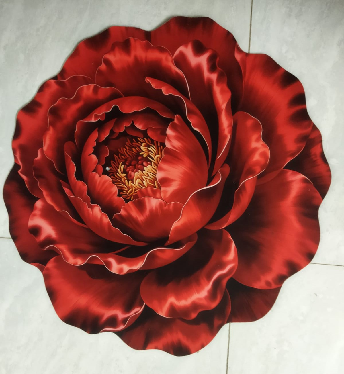 Royal Crimson Peony 3D Floor Mat