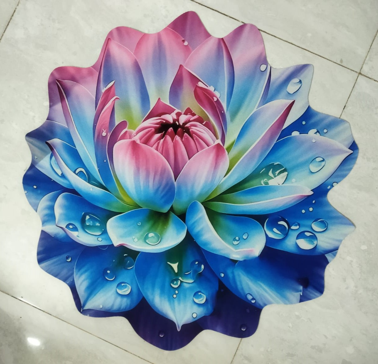 Rainbow Bloom Lotus 3D Floor Mat