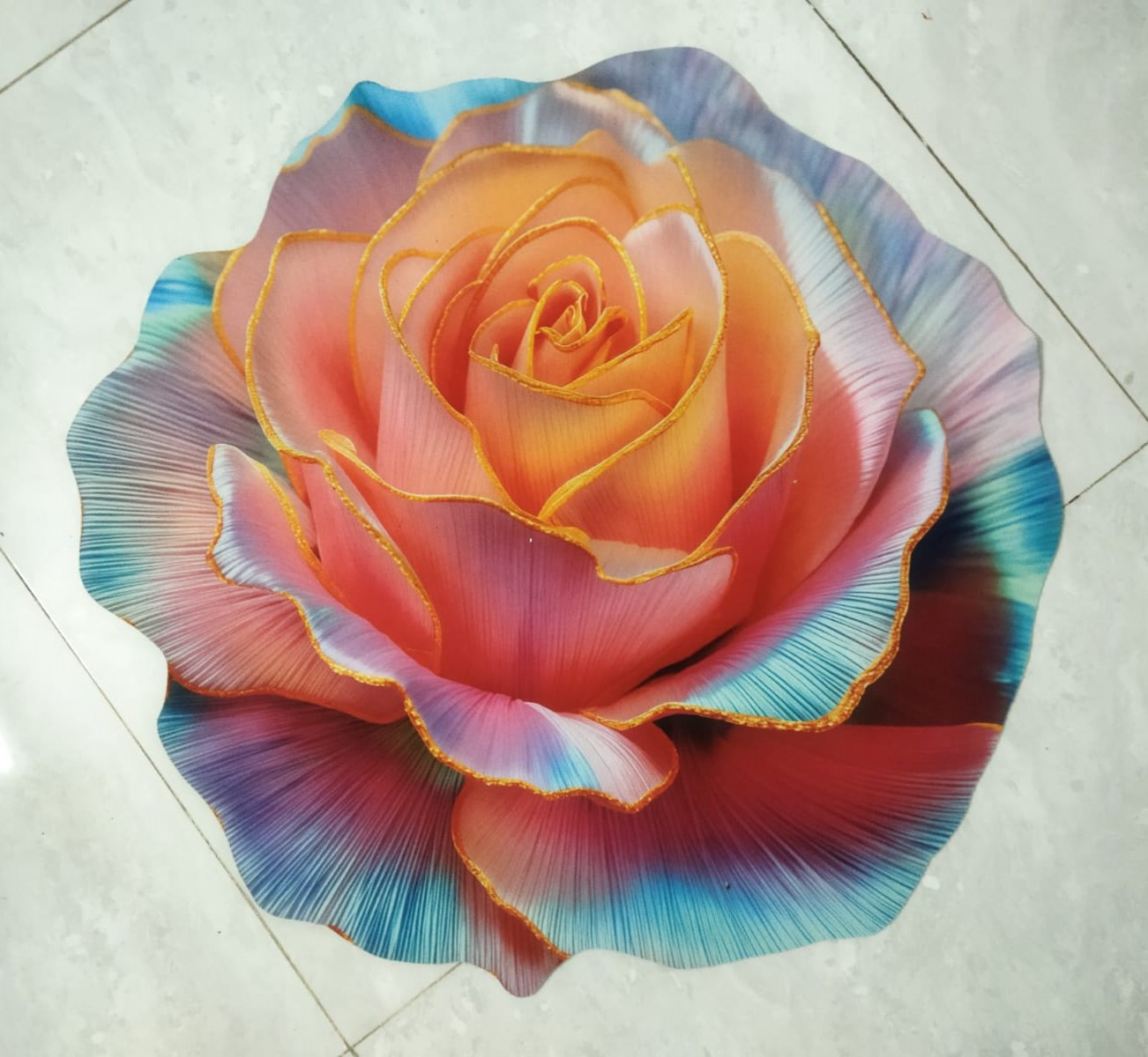 Sunset Glow Rose 3D Floor Mat