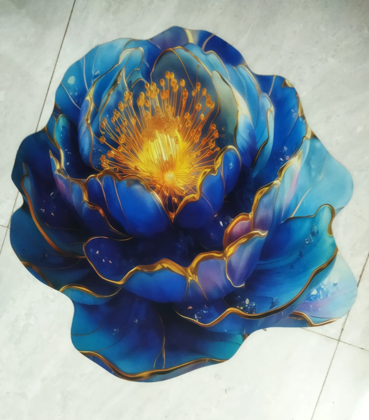 Royal Blue Lotus 3D Floor Mat